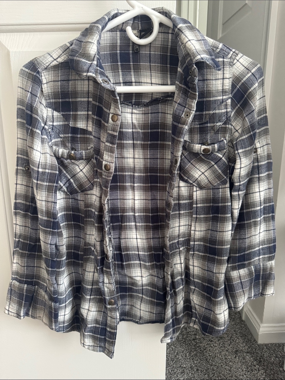 Passport Navy and White Plaid Button-Down Shirt